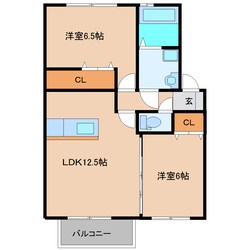 二上駅 徒歩4分 2階の物件間取画像